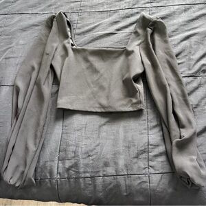 Windsor Black Crop Top with Puff Sleeves